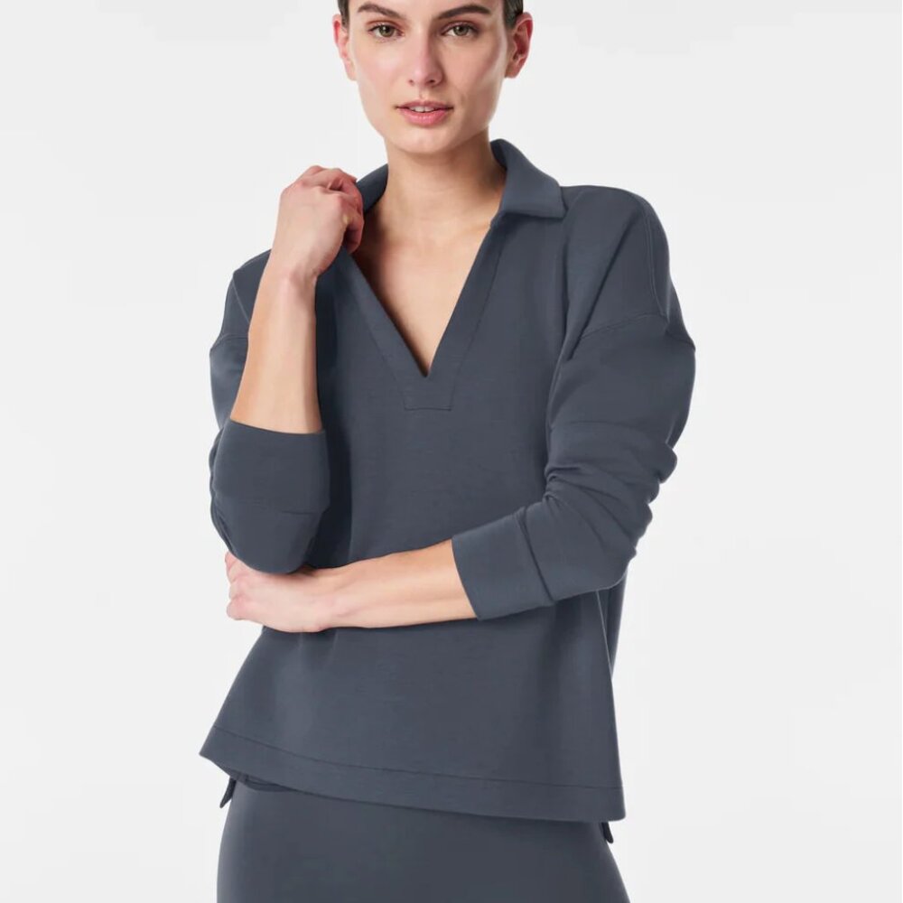 Spanx AirEssential Polo Top - Color Dark Storm